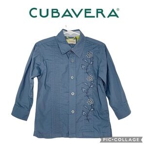 Cubavera boys blue embroidered tropical guayabera shirt